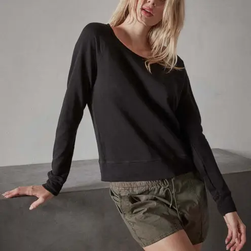 James Perse • Vintage French Terry Sweatshirt black raglan pullover cotton knit