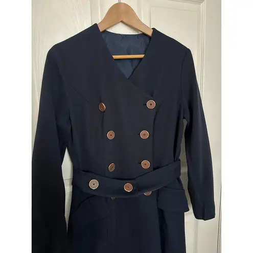 Vintage OOAK Navy coat dress double