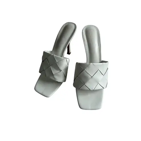 Tony Bianco White Leather Woven Sandals Heels Size 7.5