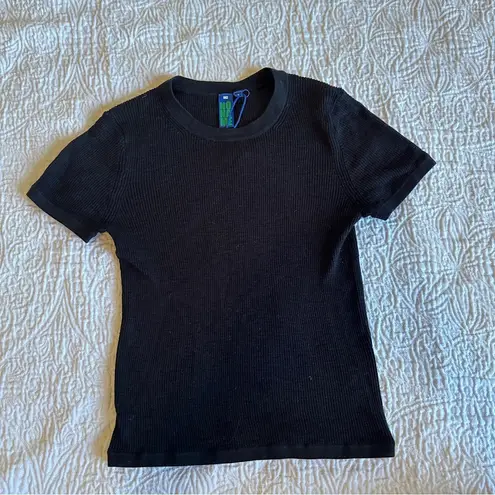 No Name Crewneck Tee Black Ribbed NWT NEW Small
