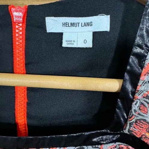 Helmut Lang Asymmetric Neon Orange Floral Medallion Jacquard Printed Mini Dress