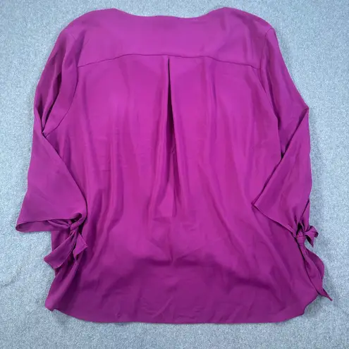 Everleigh Purple Wrap Drape Blouse Women's 2XL High Low Long Sleeve V