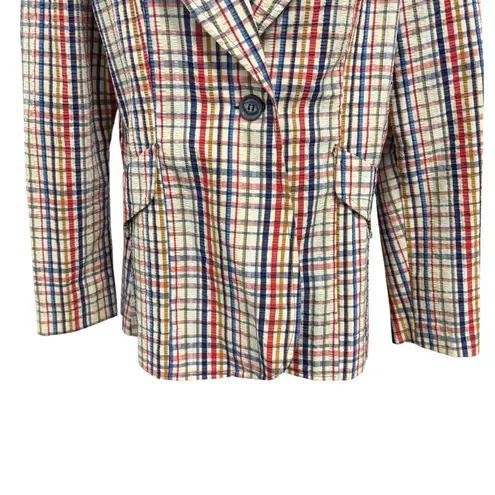 Vintage Plaid Blazer The Outsider Happy Legs Jacket Colorful Pattern Medium Tan