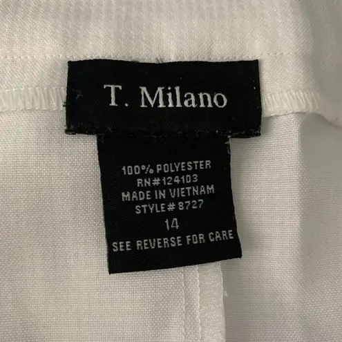 Buttons T Milano 2 pc Top Pencil Skirt Set 14 White V Neck Cuffed Sleeve Zip