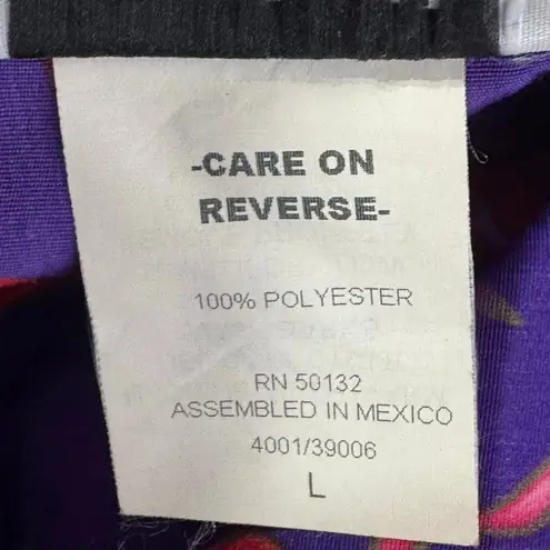 Bonworth Vintage Women’s Purple Red Hat Print Collar Button Front Blouse Size L