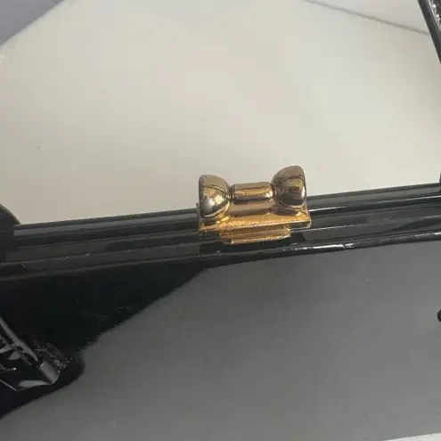 Garay Black Patent Leather Vinyl Satchel Purse Vintage‎