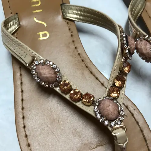 Unisa Tan, Bronze & Pink Bling Embellished Sandals