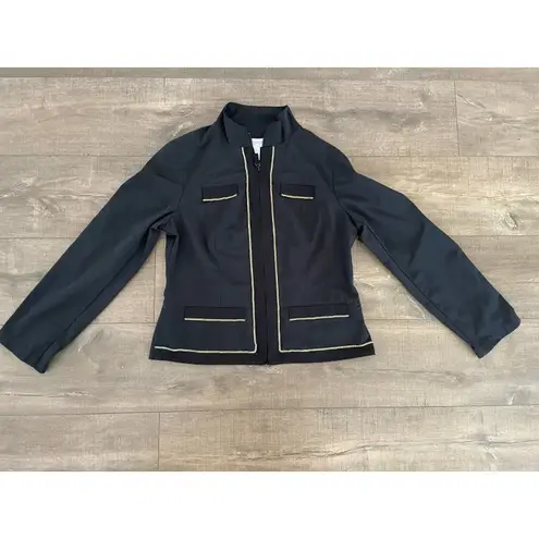 Chico's Zenergy by  Women's Black Jacket with Gold Chain‎ Trim Full Zip Size S