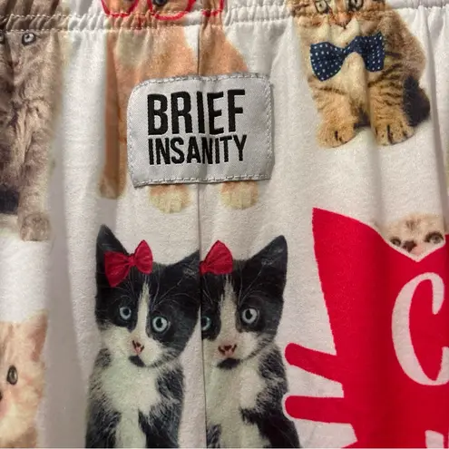 BRiEF INSANITY SMALL KITTY CAT PJ BOTTOMS LOUNGERS CHECK MEOWT DRAWSTRING PKTS White - Image 3