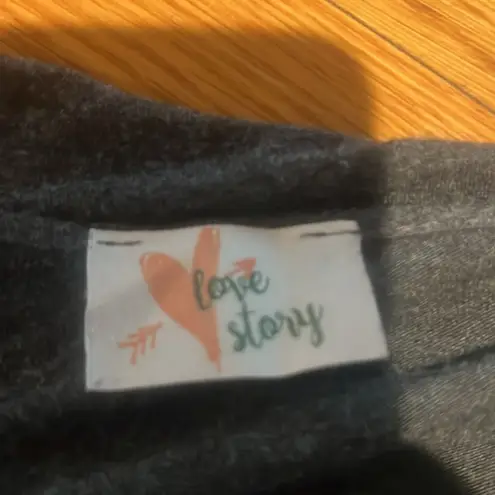 Love Story Open Front Draped Elbow Patch Cardigan (M) Gray Size M