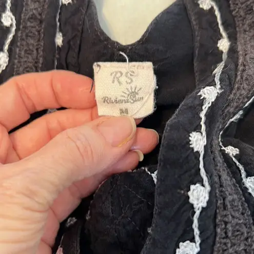 Riviera Sun sz M blk&wht batik w/ fringe & a crazy cute hem GUC Black Size M