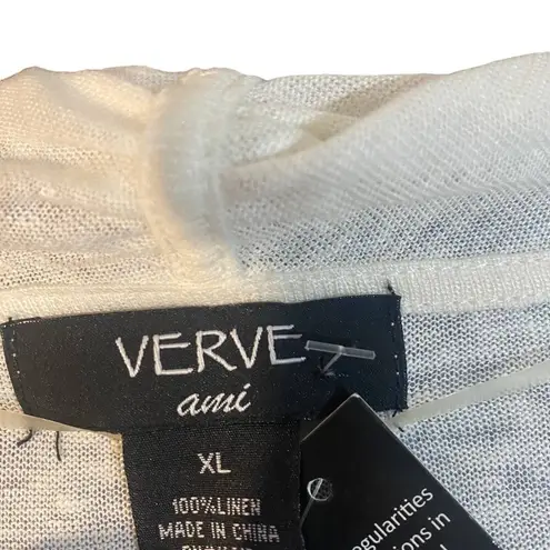 Verve Ami White 100% Linen Waterfall Draped Opened Front Cardigan Women Sz XL