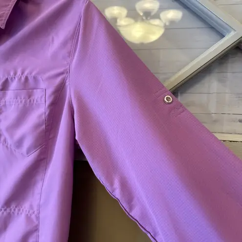 10,000 Ft Above Sea Level Shirt Women's Small Long Sleeve Button UP Top Hiking Pink