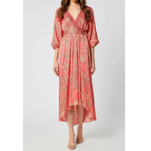 Poupette St. Barth Celie Long Dress, Pink Oriental Foulard, Small