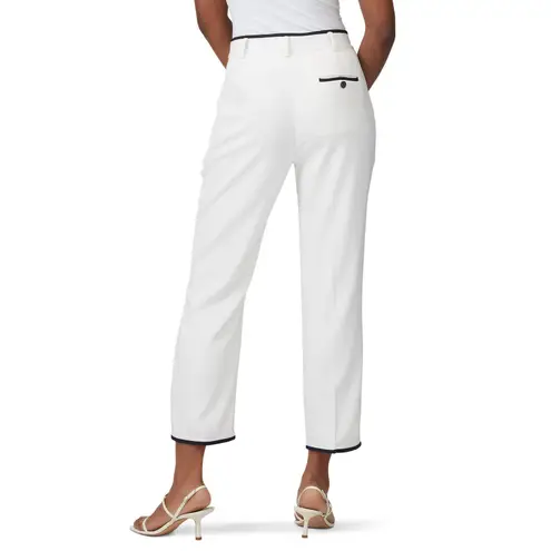 Equipment Femme Pants Women 2 White Crepe Bergen Straight Leg Ankle Crop