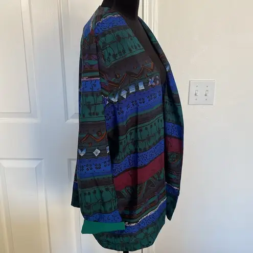 Leslie Belle tropical 80s retro blazer. Blue Size 10P