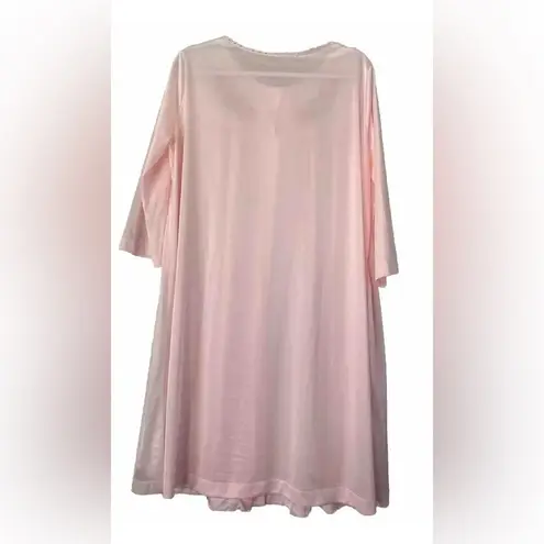 Vintage Lorraine PINK Nylon Floral Embroidered Nightgown Size Large Ice Pink GUC