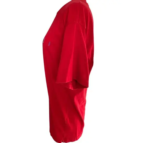 United Colors Of Benetton VTG Shirt Red M Embroidered Crew Neck *FLAWED*