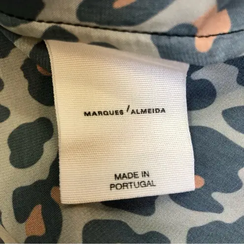 Marques Almeida Satin Midi Slip Dress Leopard Print Silver Pink Handkerchief Hem