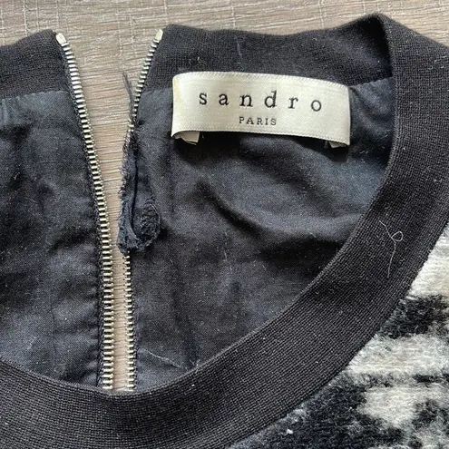 Sandro  Short Sleeve Wool Abstract Top