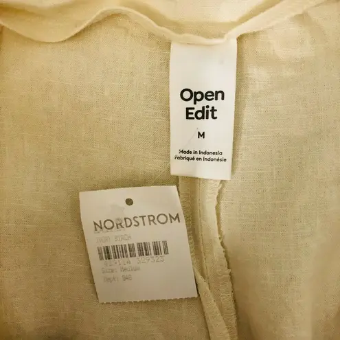 Open Edit Womens Pants Linen Wide Leg Beige Lightweight Size M