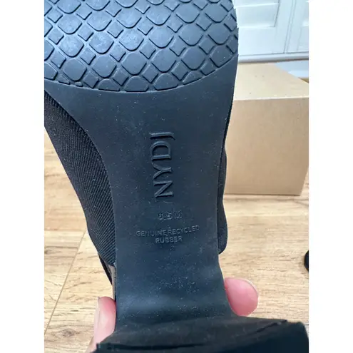 NYDJ Lyssa Block Heel Sandals Indigo Blue List Denim Size 6.5 NWOB Memory Foam