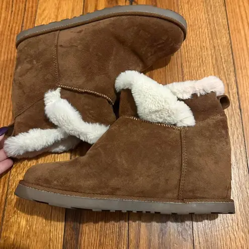 Chestnut brown suede hidden wedge Size 8