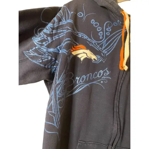 NFL Team Apparel  Denver Broncos NFL Women's‎ Full Zip Up Hoodie Sz S (PTP 19")