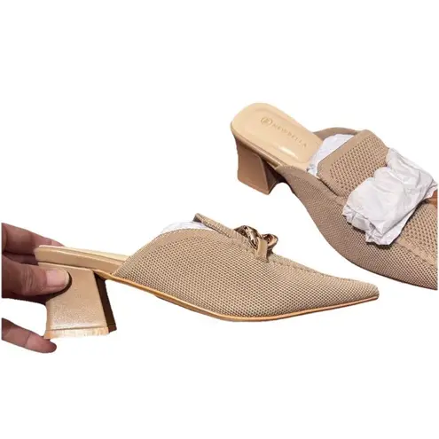 Newbella Nude Ponited Toe Heeled Mules Size 8 New In Box Work Office
