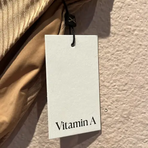 Vitamin A New Gold Taupe Ribbed Bikini Bottoms Size Small 6 NWT