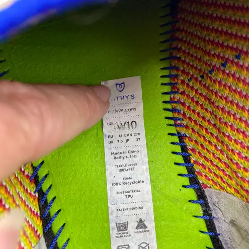 Rothy's White Rainbow Slip On Shoes Colorful Preppy Casual Women's size 10