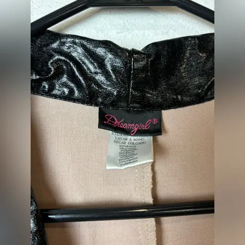 Dreamgirl Vintage Woman’s Beige & Black Y2K Sexy Zip Up Mini Dress Size Medium