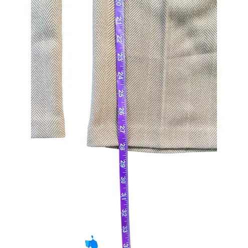 Veronica Beard Cormac Trouser Tan Herringbone Cropped Wide Leg Pants Size 10