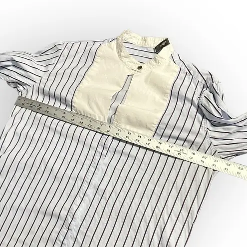 Rosetta Getty Tuxedo Shirt Women's 4 Blue White Long Sleeve High Neck Bib RTR