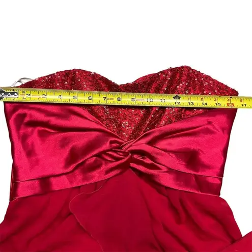 Jessica McClintock Vintage 80s Red Strapless Sequin Party Dress 11 Gunne Sax