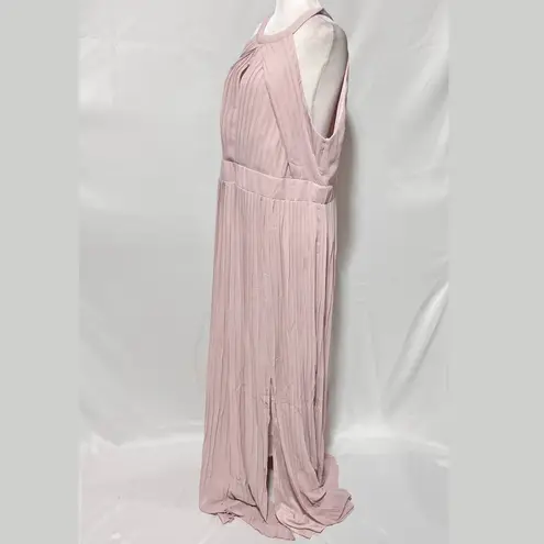 TFNC New Plus Pleated Chiffon Slit Maxi Bridesmaid Dress Pink Mink Size 18