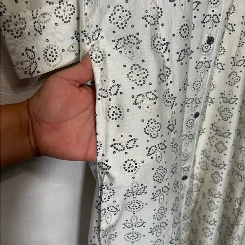 TWARA Chic Patterned Ivory Long Sleeve Dress,whit one pocket,size M Gold Size M