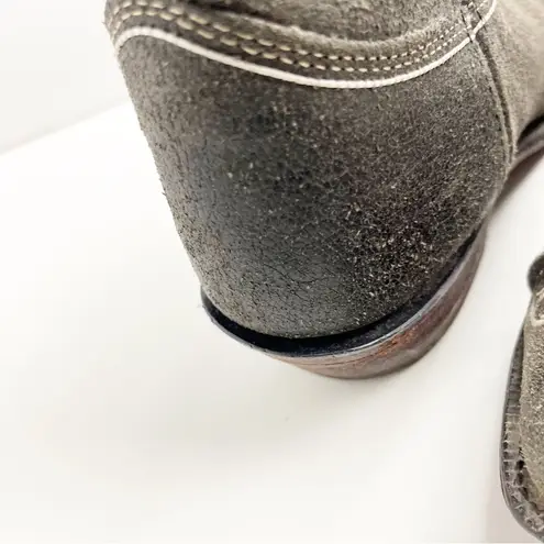 Justin Boots JUSTIN Gray Wash Leather Embroidered Square Toe Pull On Western Boots, Size 9B