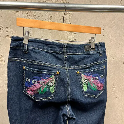 Rocawear Vintage Y2K Embellished Embroidered Back Pocket Mid Rise Skinny Jeans