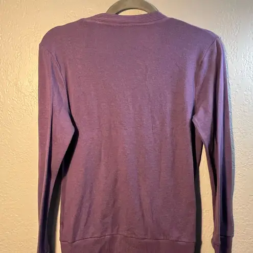 Zenana Outfitters Purple Cardigan Sweater SZ M V Neck Full Button-Up Longsleeve