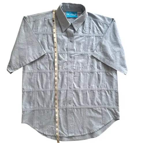 Ol' Paint Retro Western Shirt Textured Cotton Light Blue Button Up Women's M Size M