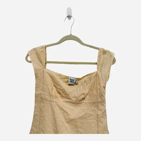 Princess Polly  Lunya Cap Sleeve Top Beige Babydoll Tee Size 4 Clean Girl Prep