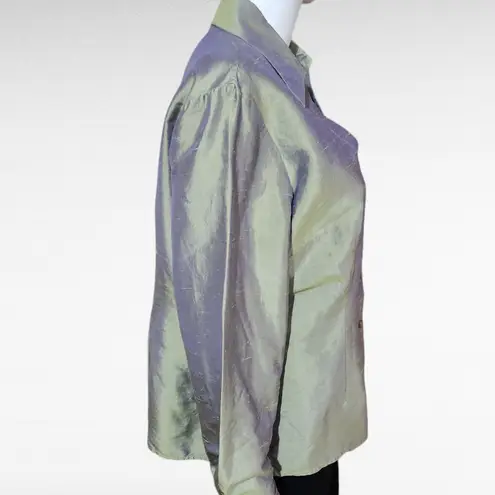 Worthington  Sage Iridescent Silk Button Down Size Large