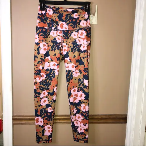 prAna Kimble Printed 7/8 Leggings Nordic Wildflower Pink Blue Size Small