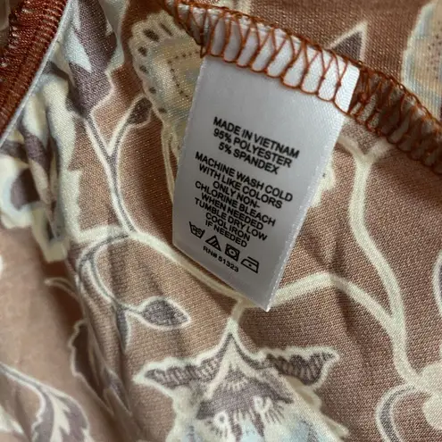 CeCe Brown Floral Off Shoulder Ruffle Long Sleeve Peplum Top Women's Size S