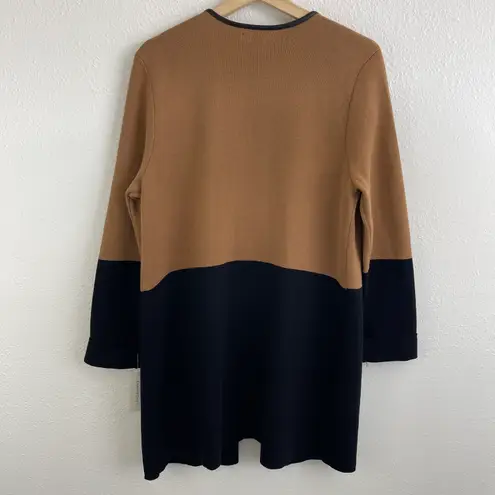 Charter Club Camel Brown Black Colorblock Thick Knit Open Drape Cardigan NEW