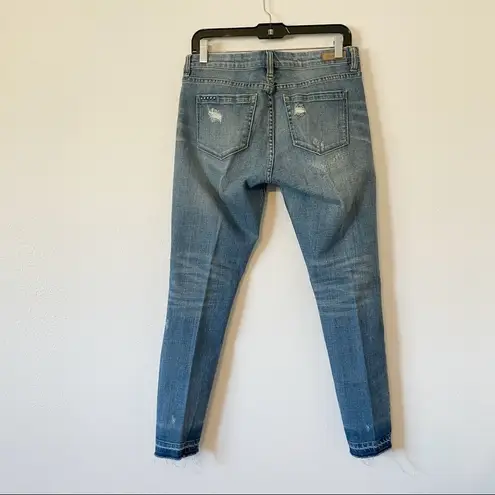 BLANK NYC  Blue Distressed Mid Rise Released Raw Hem Skinny Jeans 28