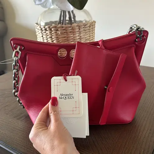 Alexander McQueen The Small Peak Leather Shoulder Bag, brand new Red,$3600