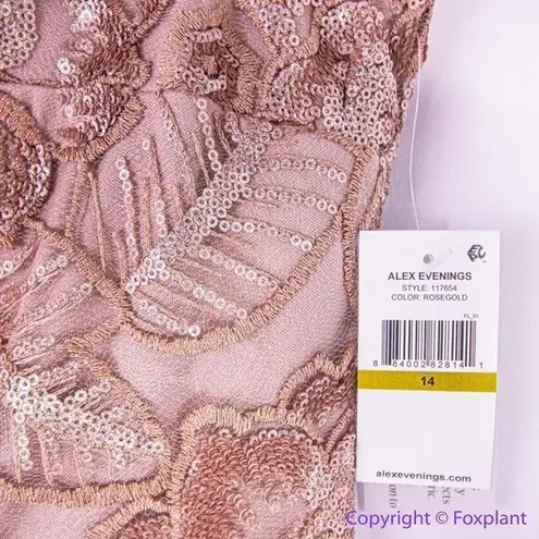 Alex Evenings NEW Alex Evenings cap sleeve Embroidered Sequin Lace Dress, 14