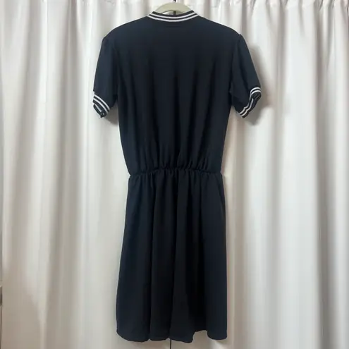 New Kawaii Navy Blue Button Up School Girl Short Sleeve Dress Size M